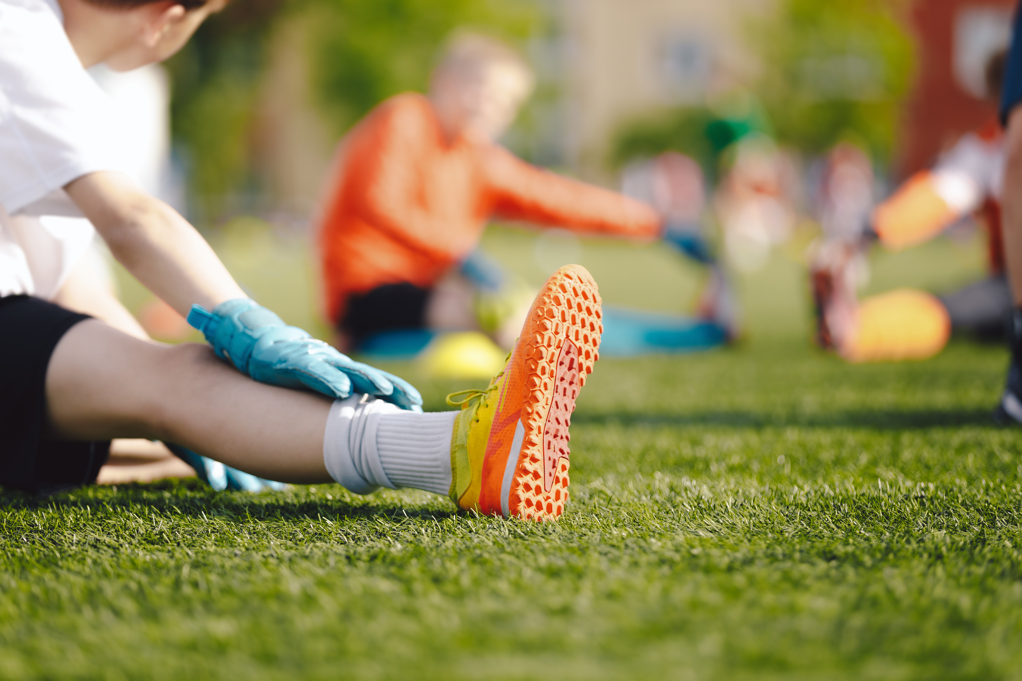 Soccer Football Goalkeeper Warming up before the Football Match.